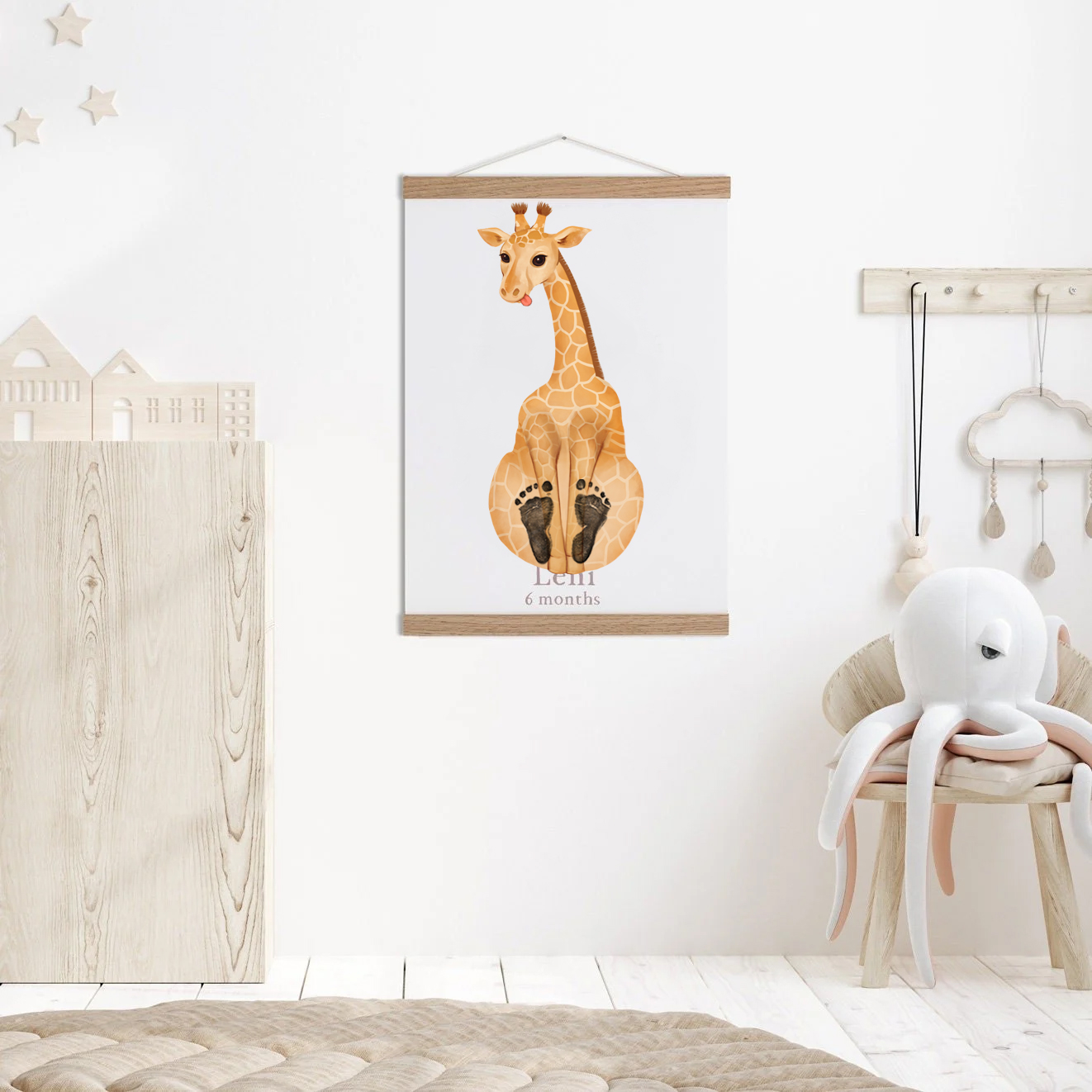 Lovbabe Cute Giraffe🦒Baby Footprint Kit | Personalized Keepsake, Mural Nursery Decor & Children's Room Art, Unique Baby & Pet Gift Animals, Cute Giraffe🐾 Christmas Gifts-Lovbabe