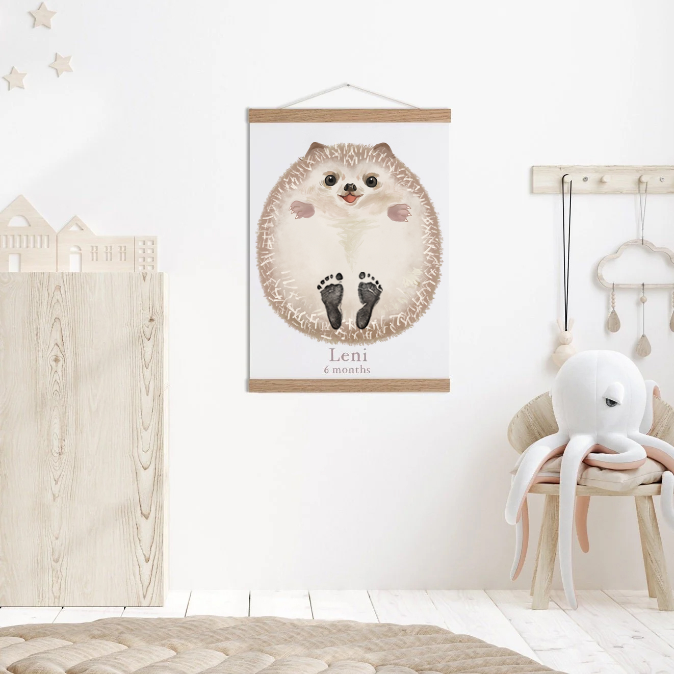 Lovbabe Cute Hedgehog Baby Footprint Kit | Personalized Keepsake, Mural Nursery Decor & Children's Room Art, Unique Hamster Gift Animals,Cute Hedgehog🐾 Christmas Gifts-Lovbabe