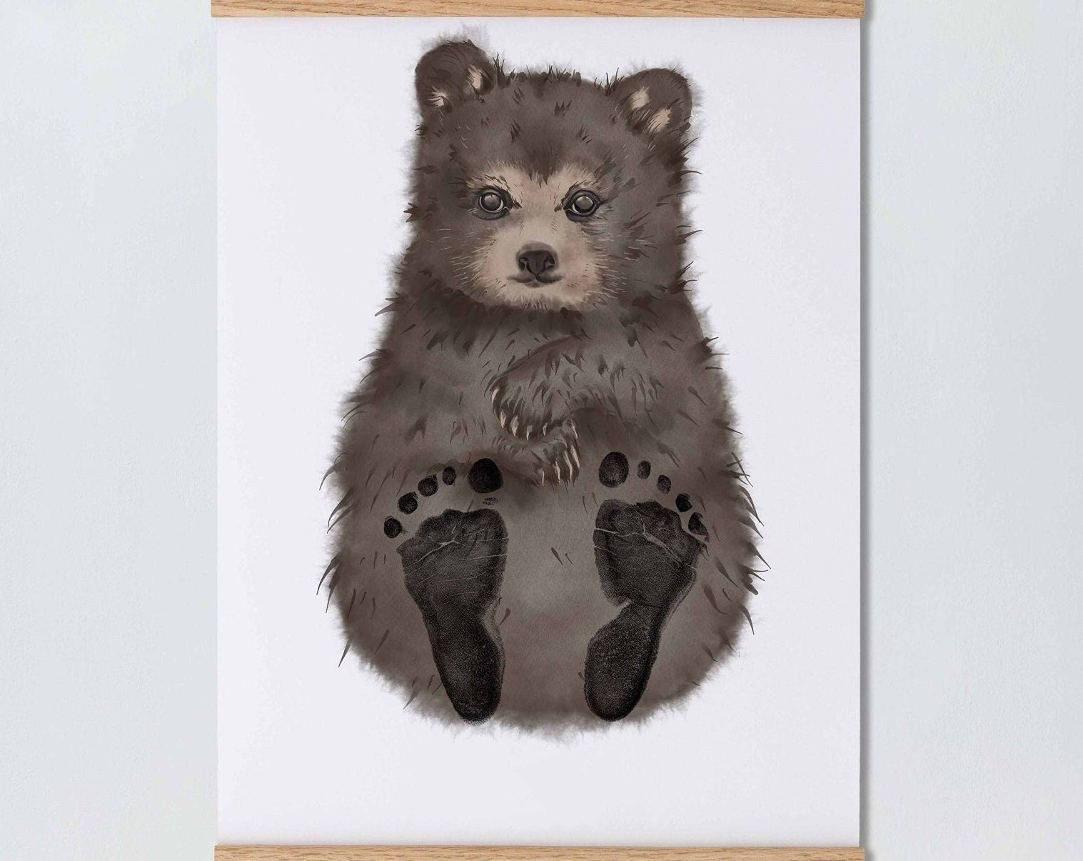 Lovbabe Bear🐻Baby Footprint Kit | Personalized Keepsake, Mural Nursery Decor & Children's Room Art, Unique Baby Gift Animals, Bear🐻 Christmas Gifts-Lovbabe