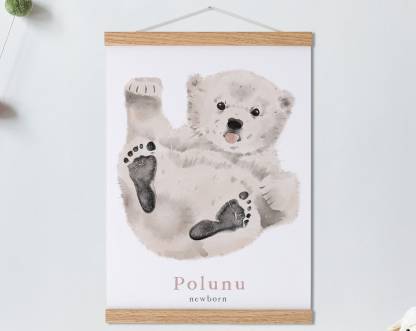 Lovbabe Polar Bear Baby Footprint Kit | Personalized Keepsake, Mural Nursery Decor & Children's Room Art, Unique Baby Gift Animals, Polar Bear🐻 Christmas Gifts-Lovbabe