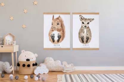 Lovbabe Little Deer Baby Footprint Kit | Personalized Keepsake, Mural Nursery Decor & Children's Room Art, Unique Baby Gift Animals, Little Deer Christmas Gifts-Lovbabe