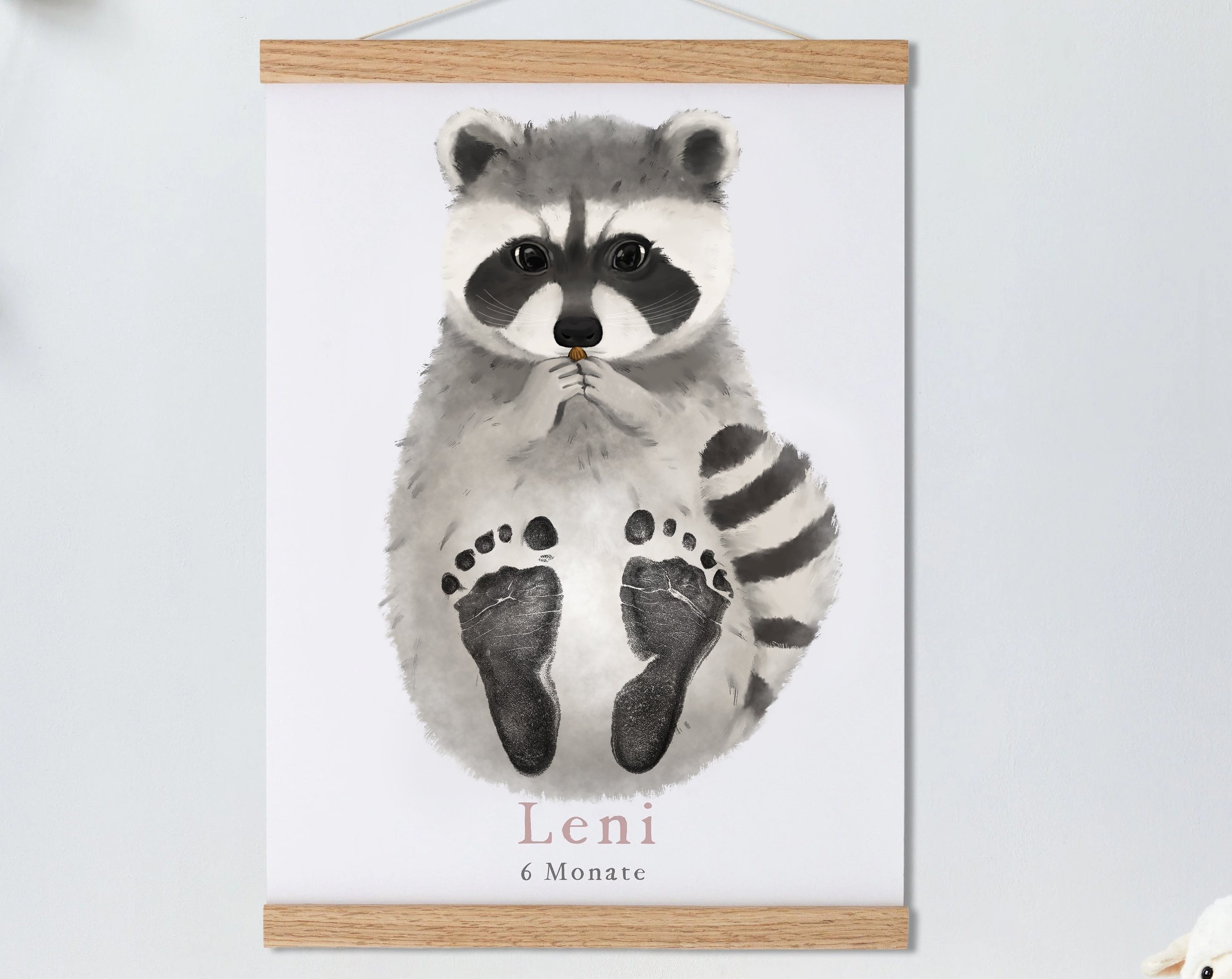 Lovbabe Raccoon Baby Footprint Kit Personalized Keepsake, Baby Shower Gift, Nursery Decor & Pet Gift, Mural Baby & Children's Room Animals Christmas Gifts-Lovbabe
