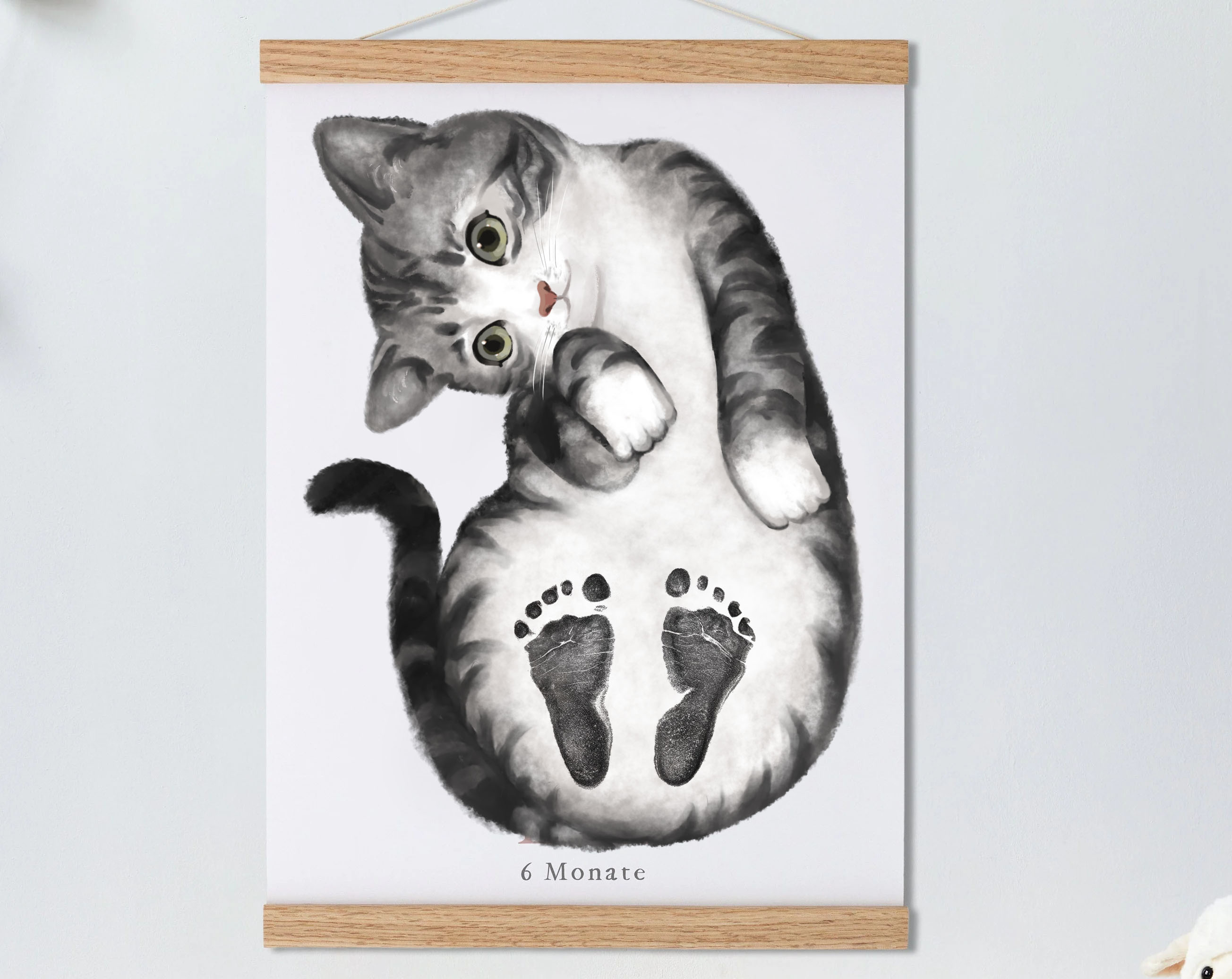 Lovbabe Shorthair cat,Baby Footprint Kit Personalized Keepsake, Mural Nursery Decor & Children's Room Art, Unique Baby Gift Animals, American Shorthair Christmas Gifts-Lovbabe