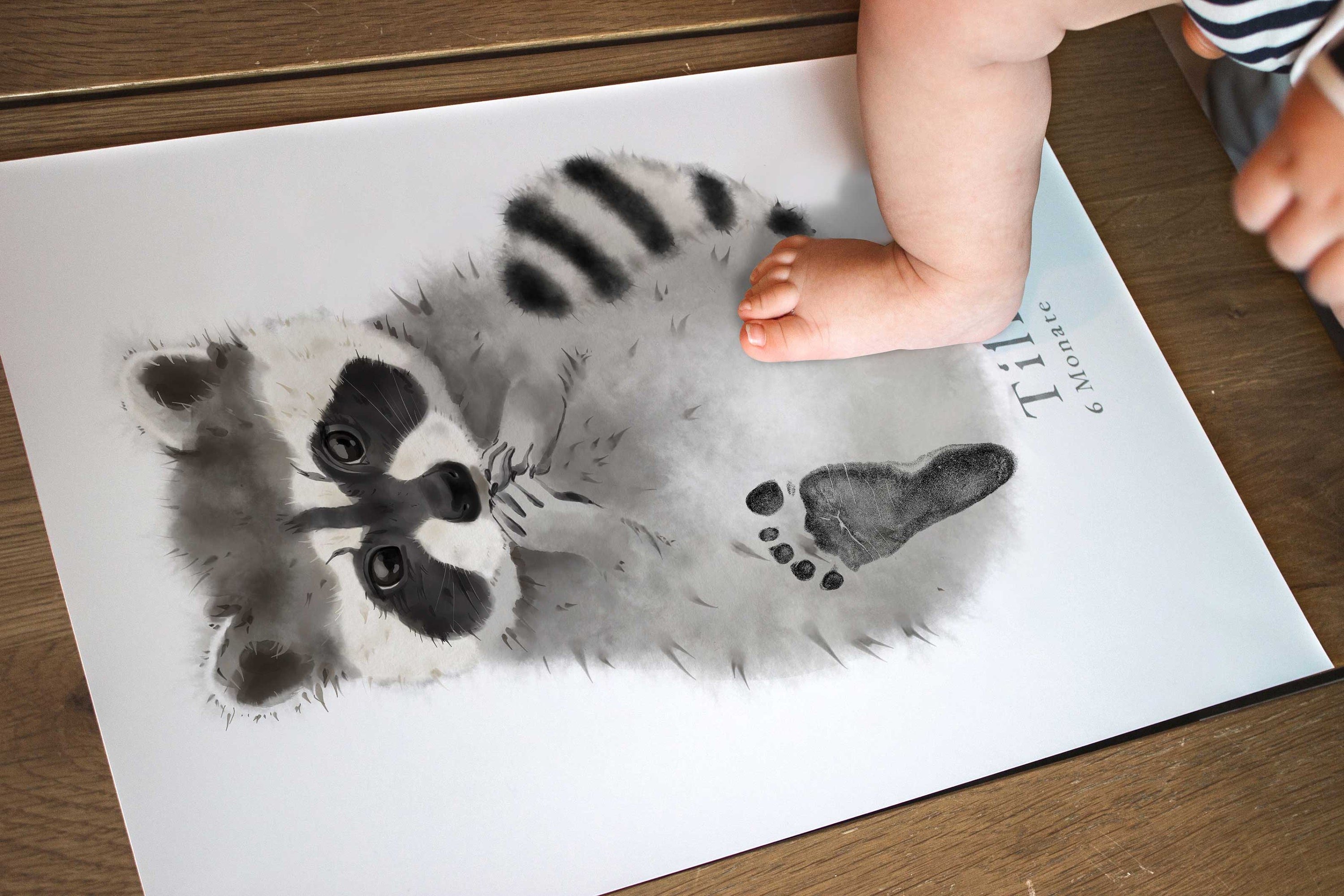 Lovbabe Raccoon🐾 Baby Footprint Kit | Personalized Baby Gift, Mural Baby & Children's Room Decor, Keepsake & Pet Gift Christmas Gifts-Lovbabe