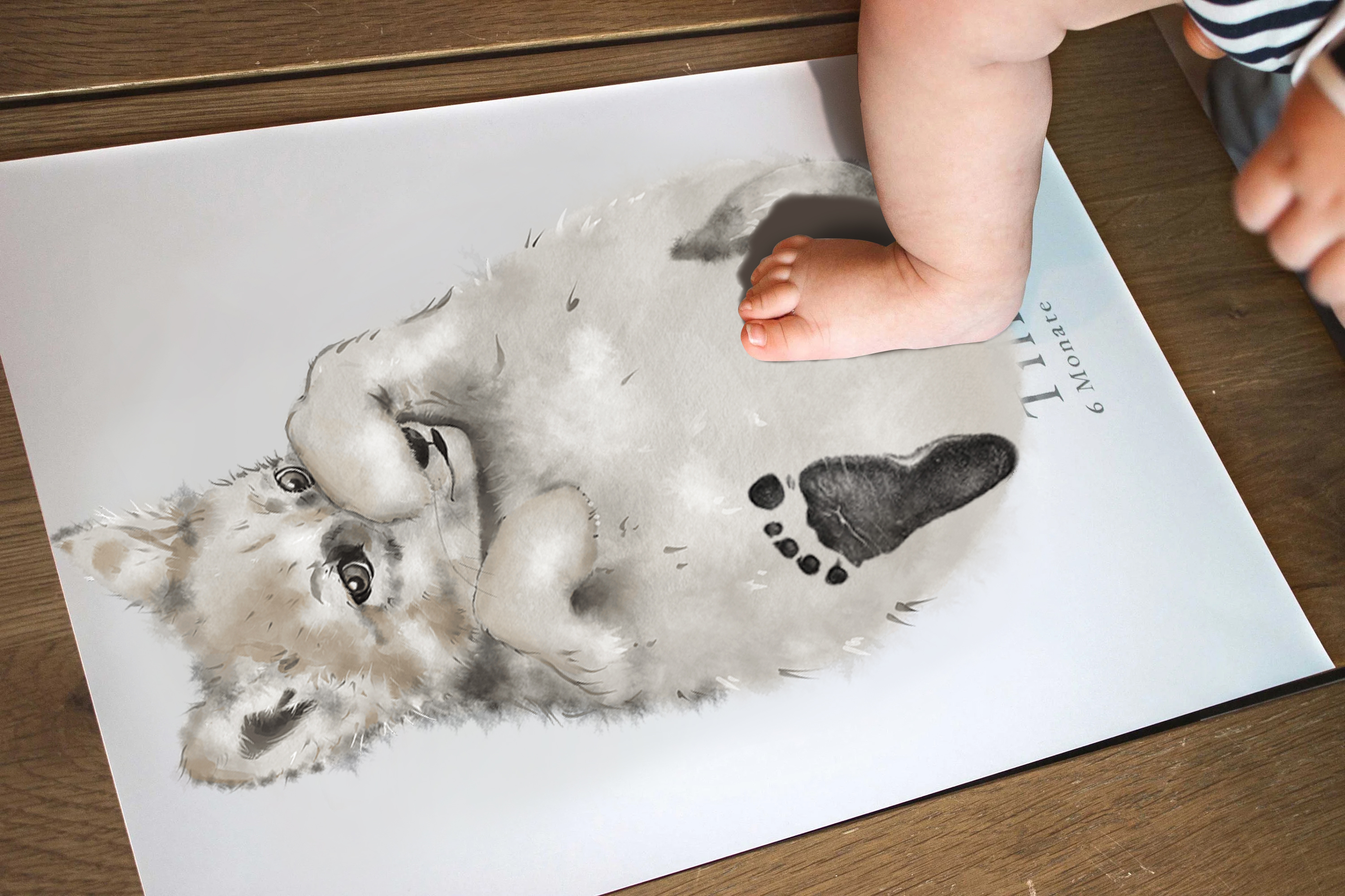 Lovbabe Little Wolf Baby Footprint Kit | Personalized Keepsake, Mural Nursery Decor & Children's Room Art, Unique Baby Gift Animals, Little Wolf 🐺 Christmas Gifts-Lovbabe
