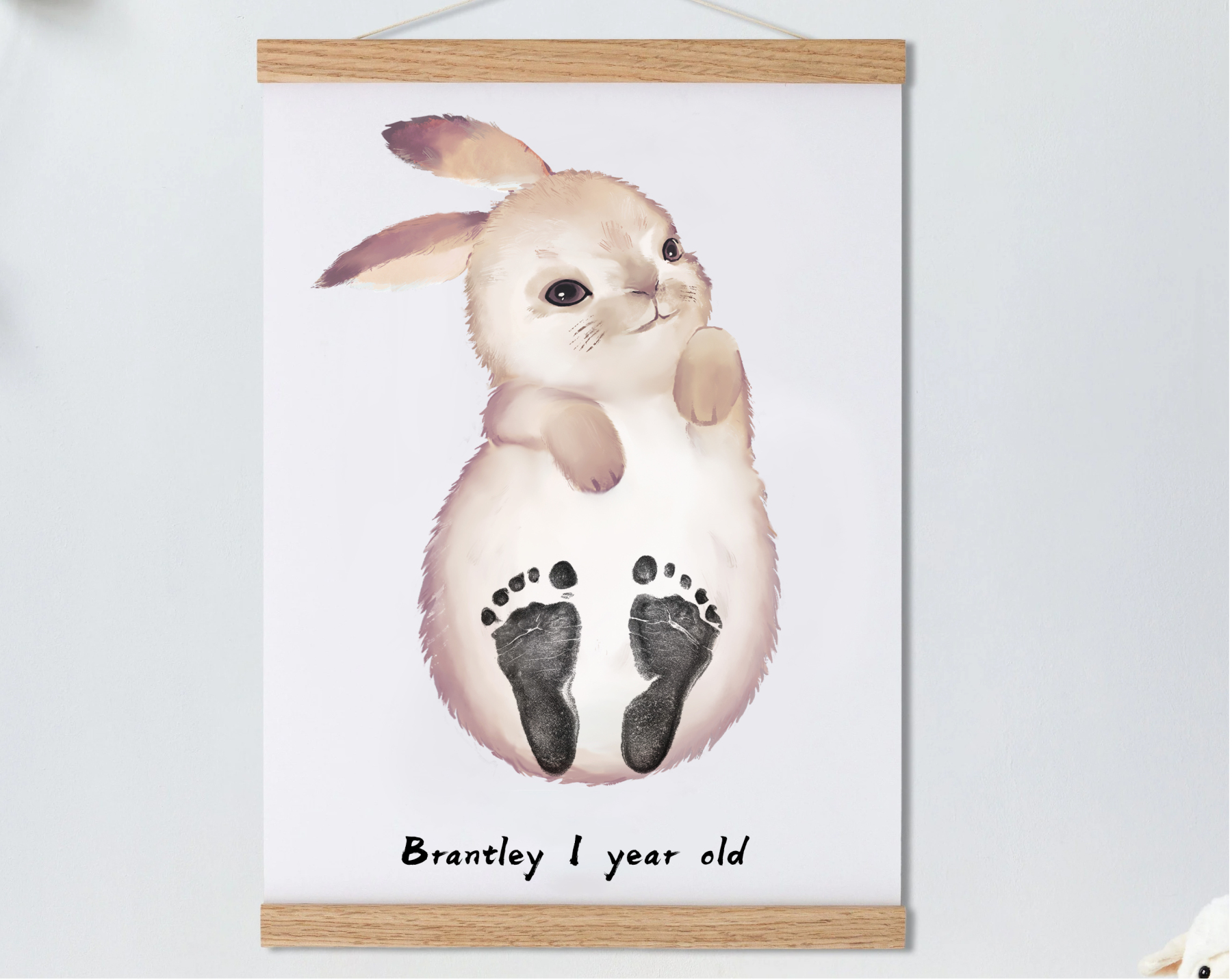 Lovbabe Cute Rabbit,Baby Footprint Kit | Personalized Keepsake, Mural Nursery Decor & Children's Room Art, Unique Hamster Gift Animals,Easter Bunny(Bunny) Christmas Gifts-Lovbabe