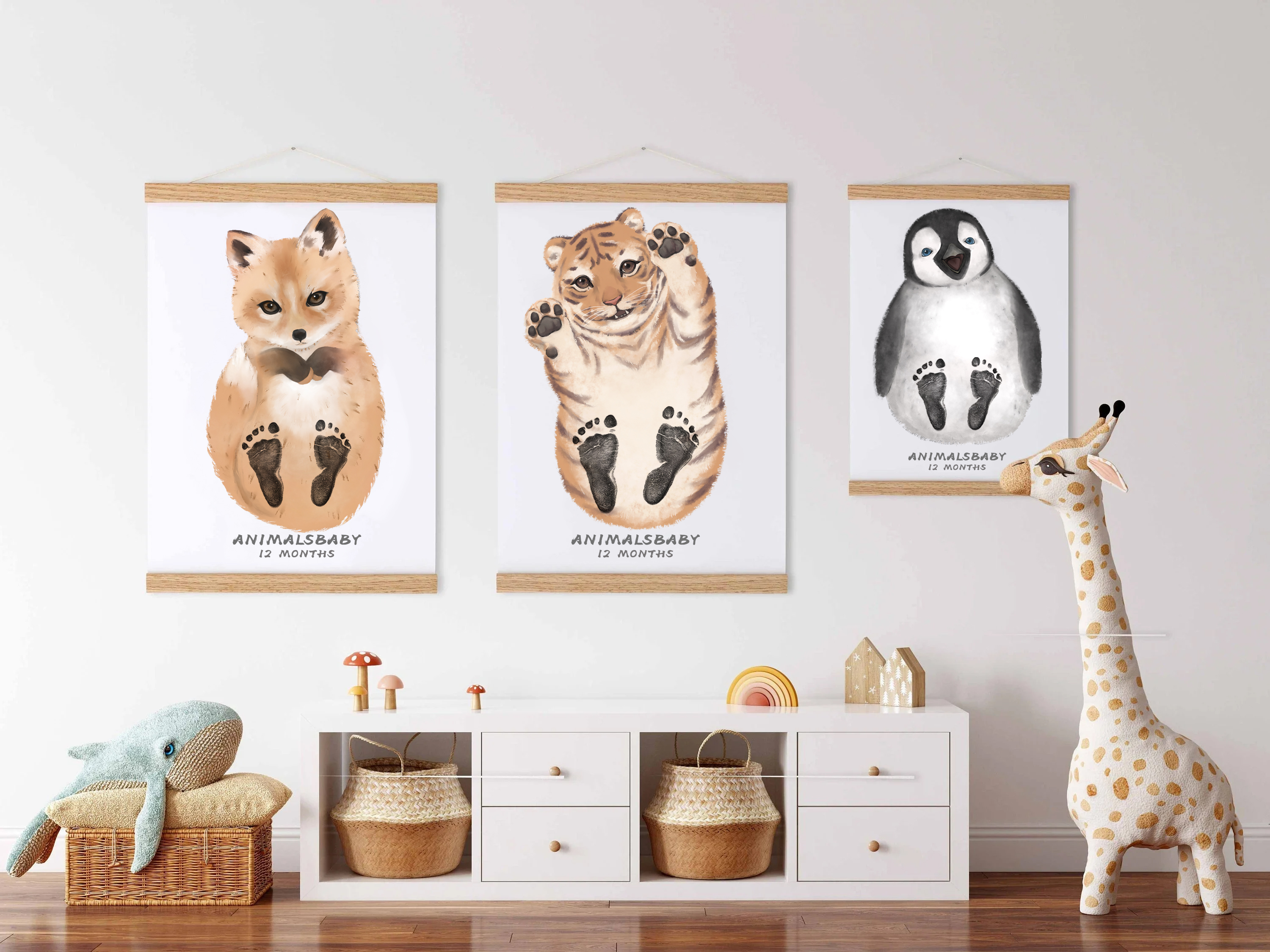 Lovbabe Little Lion Baby Footprint Kit | Personalized Keepsake, Mural Nursery Decor & Children's Room Art, Unique Baby Gift👣 Christmas Gifts-Lovbabe