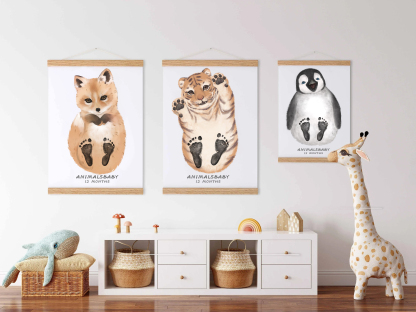 Lovbabe Little Lion Baby Footprint Kit | Personalized Keepsake, Mural Nursery Decor & Children's Room Art, Unique Baby Gift👣 Christmas Gifts-Lovbabe