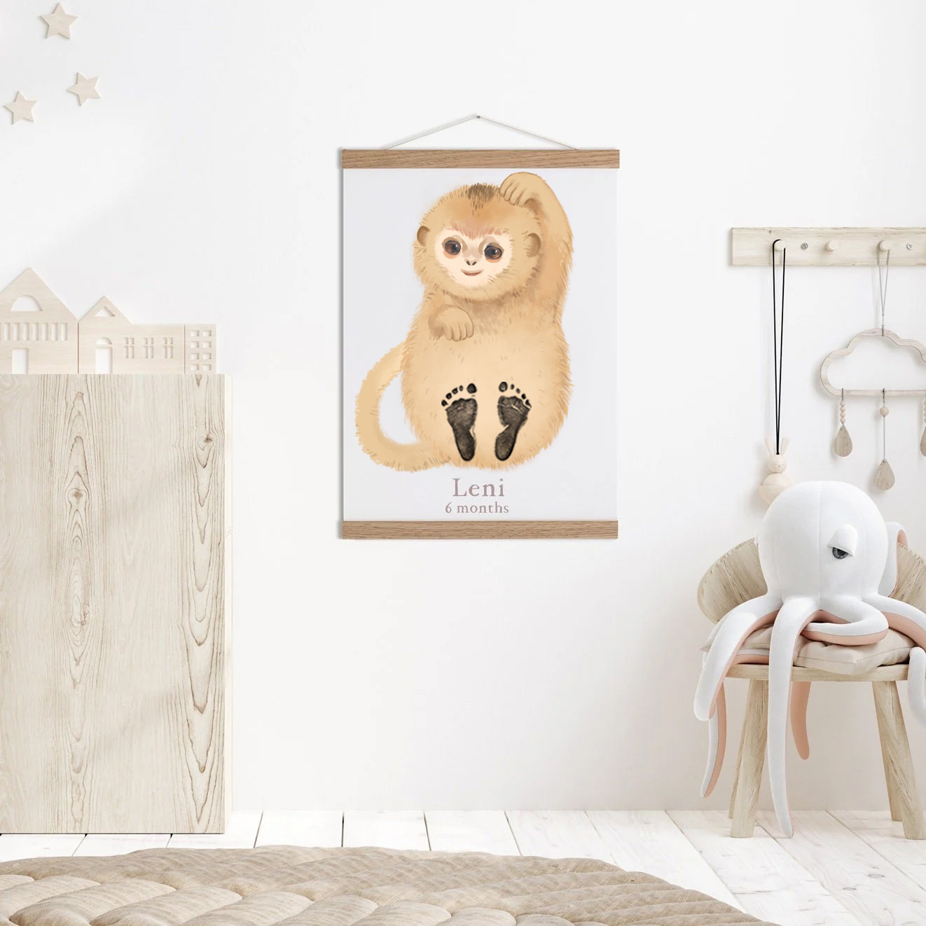 Lovbabe Cute Monkey Baby Footprint Kit | Personalized Keepsake, Mural Nursery Decor & Children's Room Art, Unique Baby Gift Animals,Cute Monkey🐵 Christmas Gifts-Lovbabe