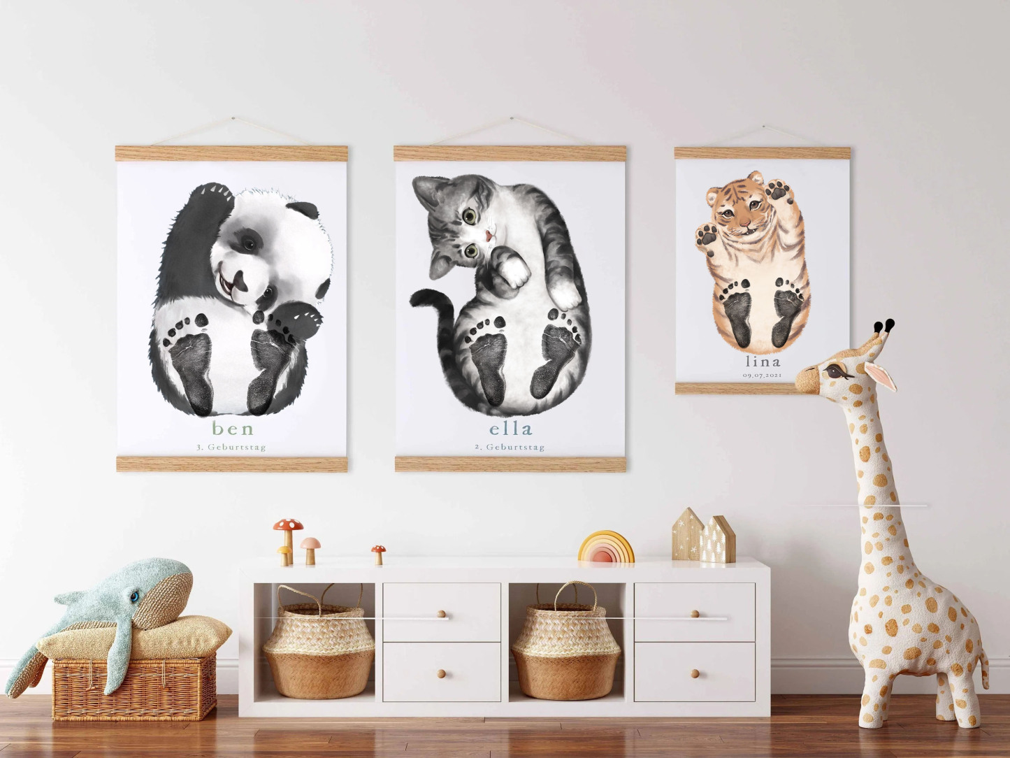 Lovbabe Shorthair cat,Baby Footprint Kit Personalized Keepsake, Mural Nursery Decor & Children's Room Art, Unique Baby Gift Animals, American Shorthair Christmas Gifts-Lovbabe