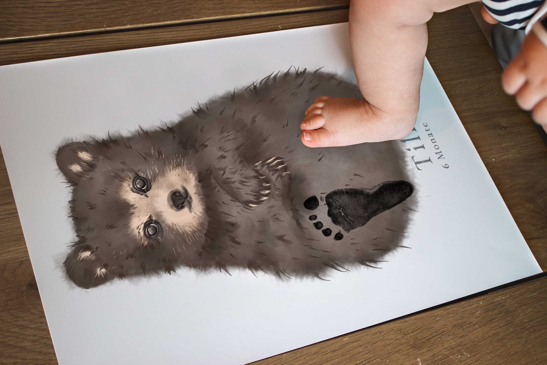 Lovbabe Bear🐻Baby Footprint Kit | Personalized Keepsake, Mural Nursery Decor & Children's Room Art, Unique Baby Gift Animals, Bear🐻 Christmas Gifts-Lovbabe