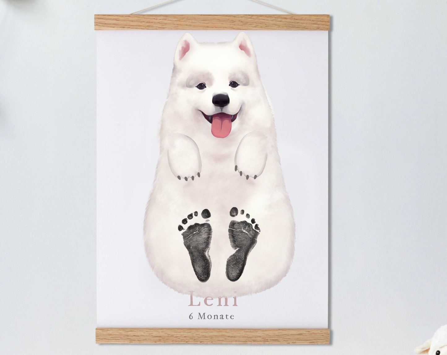Lovbabe Personalized Newborn 🐶 Baby Footprint Set | Mural Nursery Wall Art - Samoyed Dog Design, Unique Baby Gift Christmas Gifts-Lovbabe