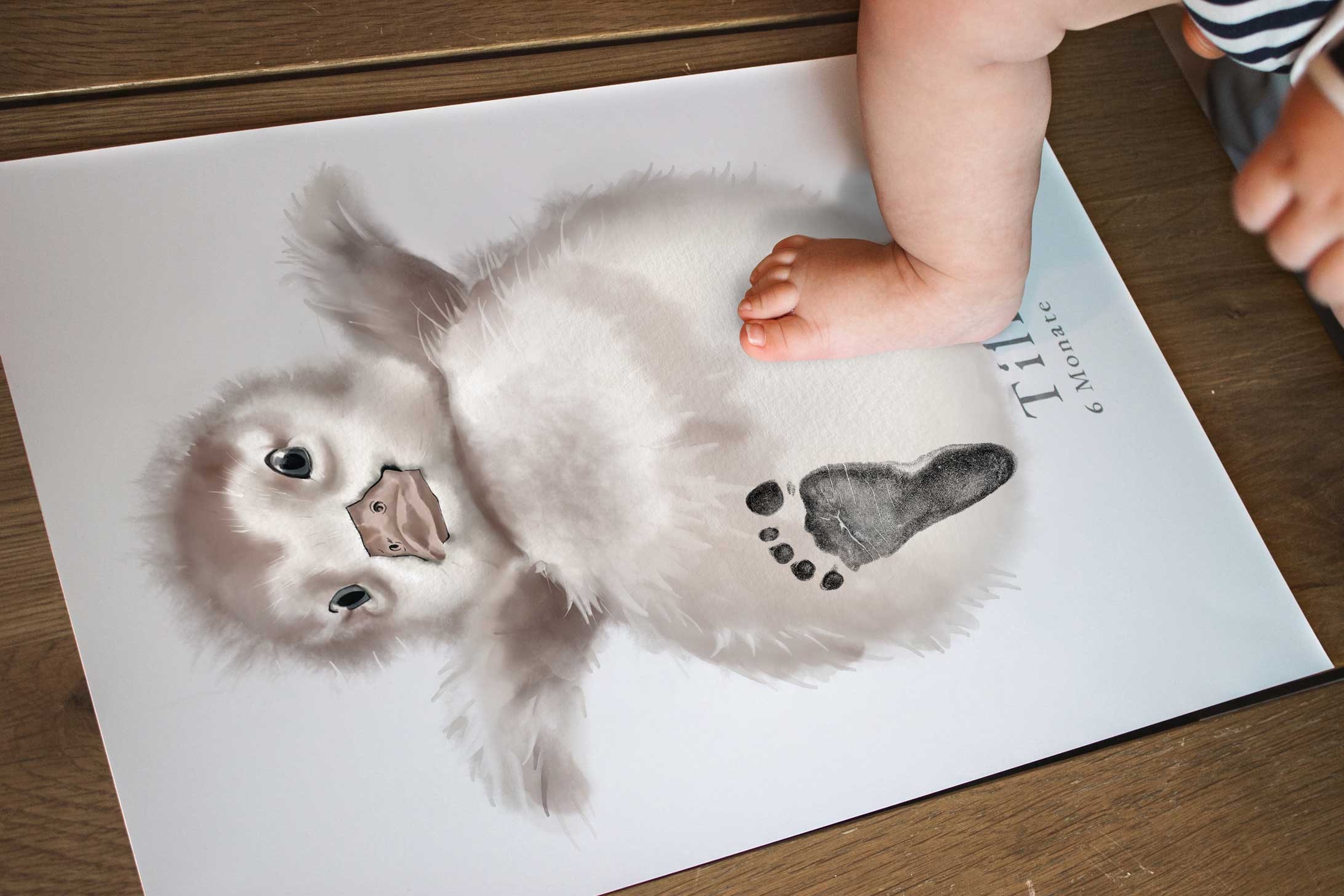 Lovbabe Cute Duck 🦆 Baby Footprint Kit | Personalized Keepsake, Mural Nursery Decor & Children's Room Art, Unique Baby & Pet Gift Animals, Duck Christmas Gifts-Lovbabe
