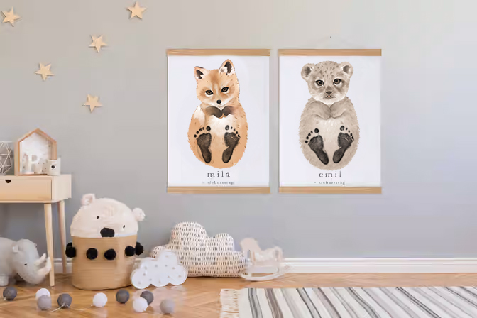 Lovbabe Cute Squirrel Baby Footprint Kit | Personalized Keepsake, Mural Nursery Decor & Children's Room Art, Unique Squirrel Gift Animals, squirrel🐾 Christmas Gifts-Lovbabe
