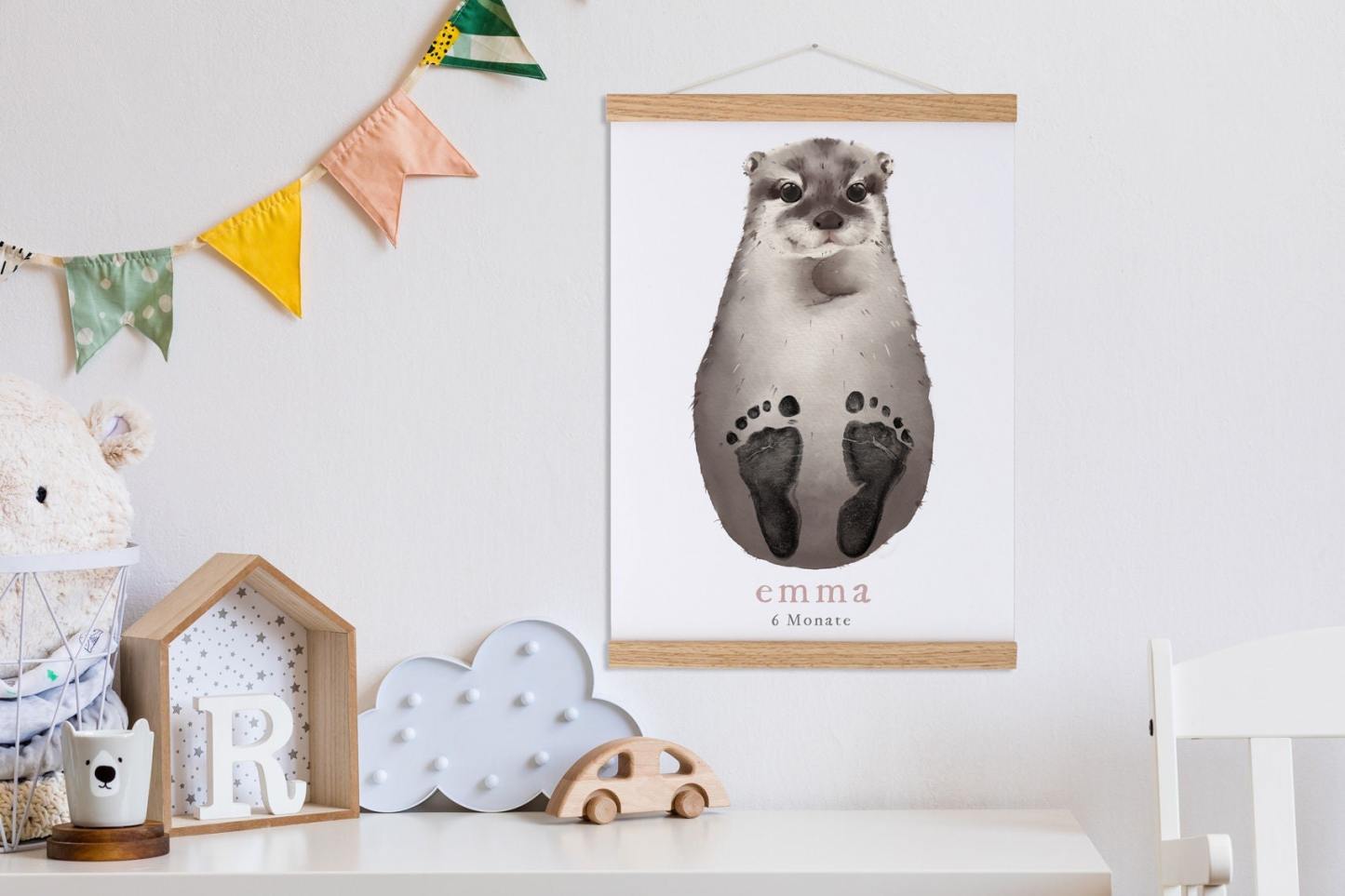 Lovbabe Otter Baby Footprint Kit | Personalized Keepsake, Mural Nursery Decor & Children's Room Art, Unique Baby & Pet Gift Animals, Otter Baby Christmas Gifts-Lovbabe