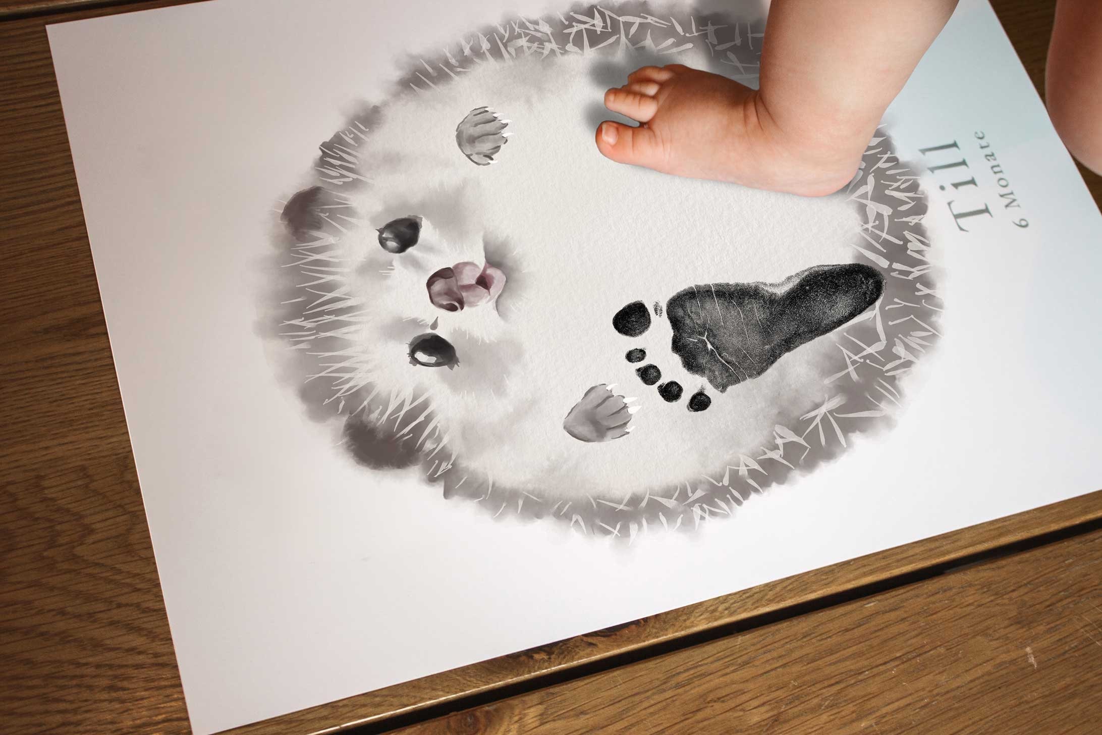 Lovbabe Hedgehog🦔 Baby Footprint Kit | Personalized Keepsake, Mural Nursery Decor & Children's Room Art, Unique Baby & Pet Gift Animals, Hedgehog Christmas Gifts-Lovbabe