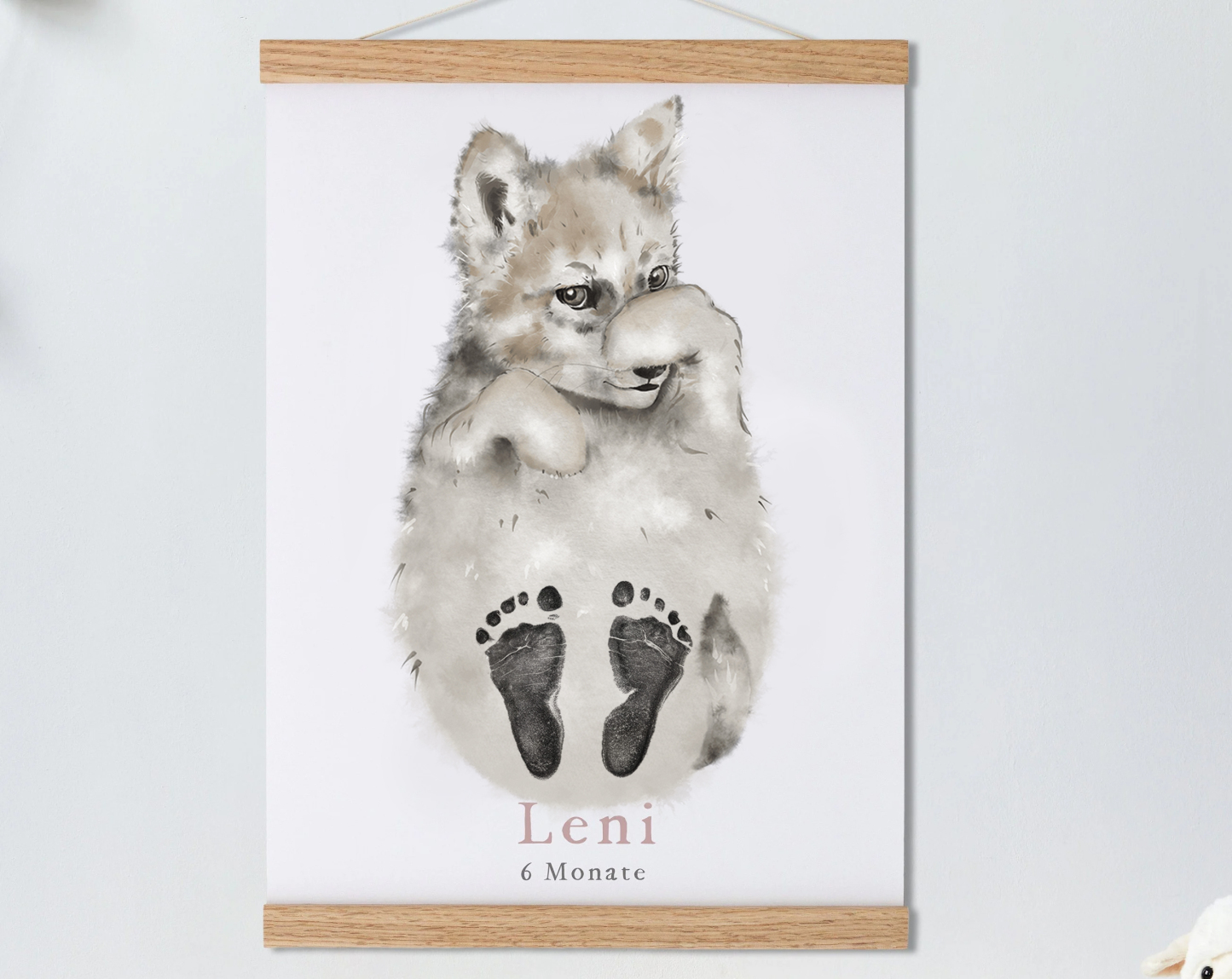 Lovbabe Little Wolf Baby Footprint Kit | Personalized Keepsake, Mural Nursery Decor & Children's Room Art, Unique Baby Gift Animals, Little Wolf 🐺 Christmas Gifts-Lovbabe