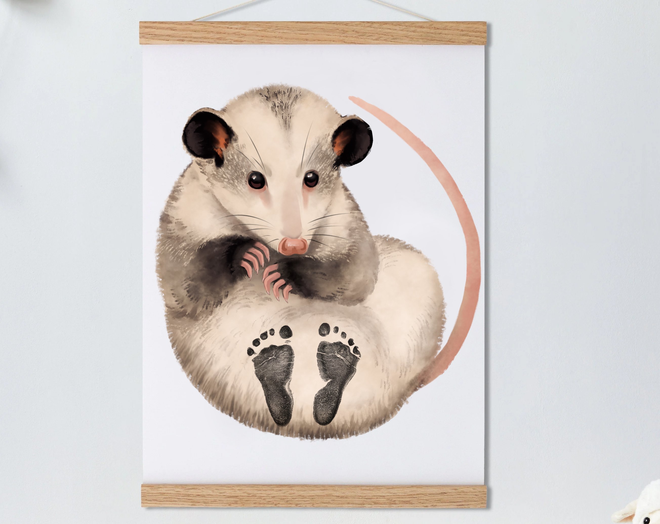 Lovbabe Opossum Baby Footprint Kit | Personalized Keepsake, Mural Nursery Decor & Children's Room Art, Unique Baby Gift Animals, Opossum(rat) Baby Gift🐭 Christmas Gifts-Lovbabe