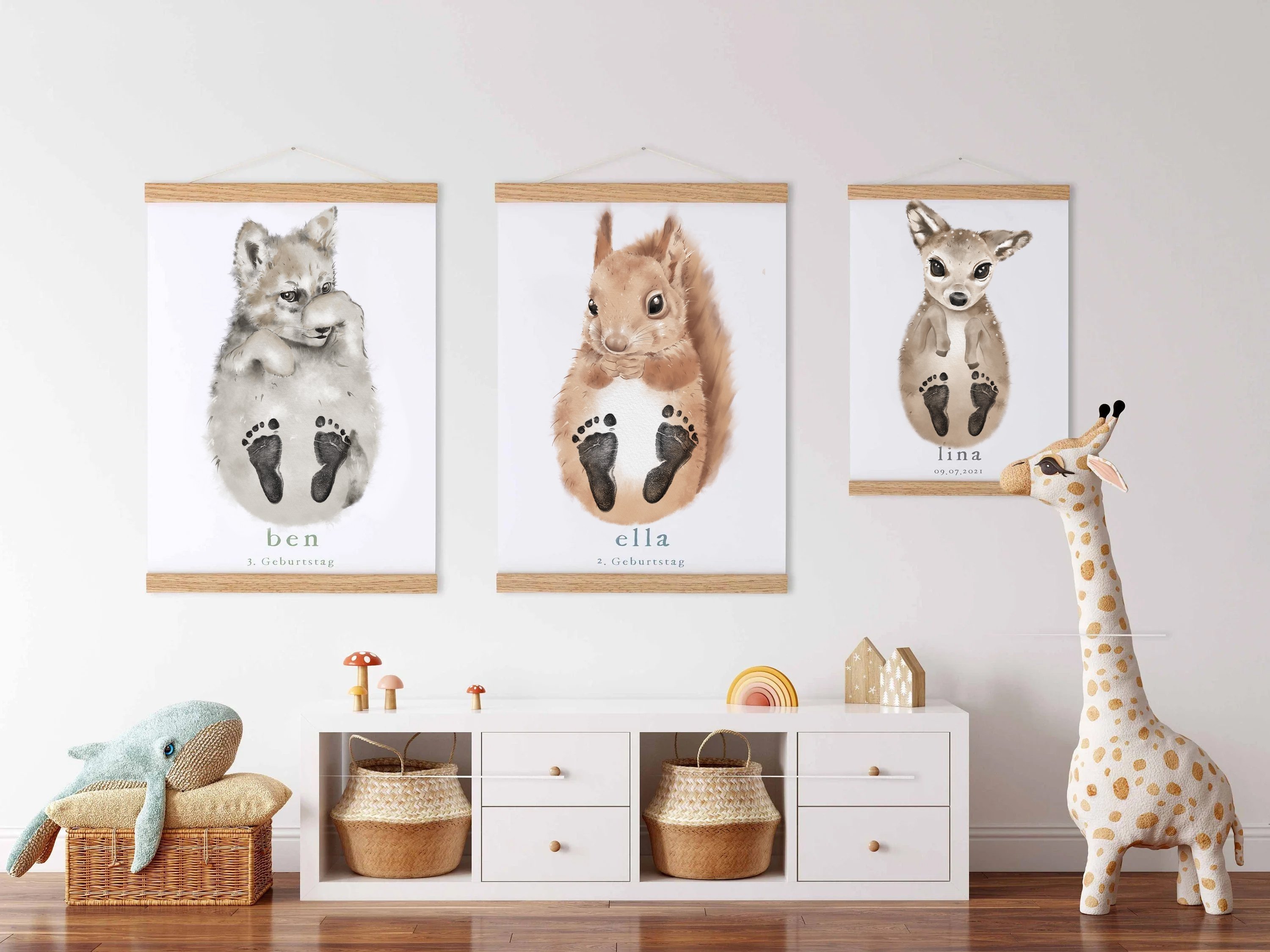 Lovbabe Little Wolf Baby Footprint Kit | Personalized Keepsake, Mural Nursery Decor & Children's Room Art, Unique Baby Gift Animals, Little Wolf 🐺 Christmas Gifts-Lovbabe