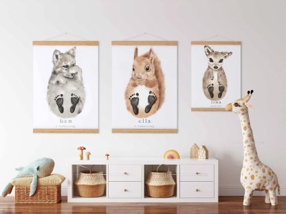 Lovbabe Little Wolf Baby Footprint Kit | Personalized Keepsake, Mural Nursery Decor & Children's Room Art, Unique Baby Gift Animals, Little Wolf 🐺 Christmas Gifts-Lovbabe