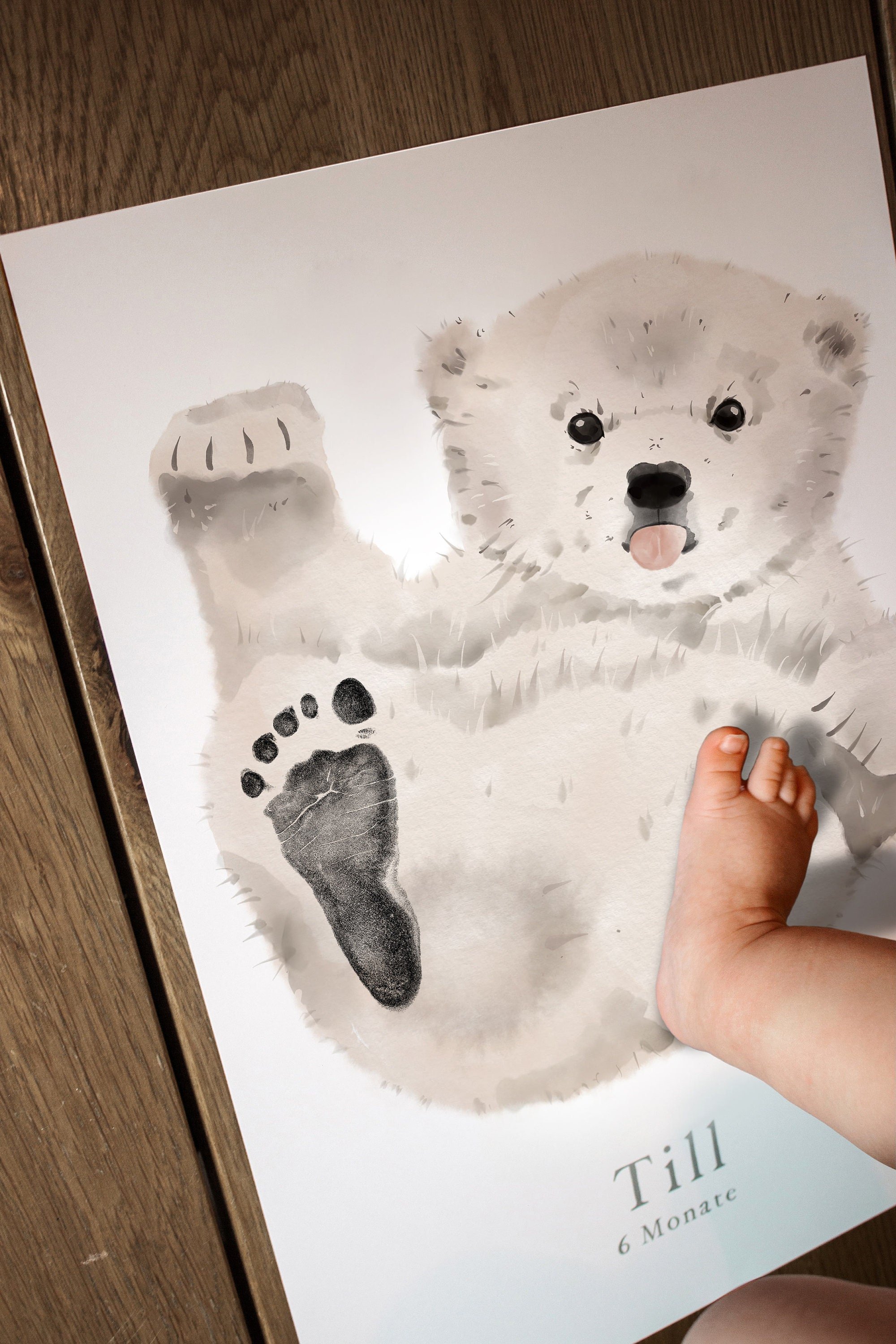 Lovbabe Polar Bear Baby Footprint Kit | Personalized Keepsake, Mural Nursery Decor & Children's Room Art, Unique Baby Gift Animals, Polar Bear🐻 Christmas Gifts-Lovbabe