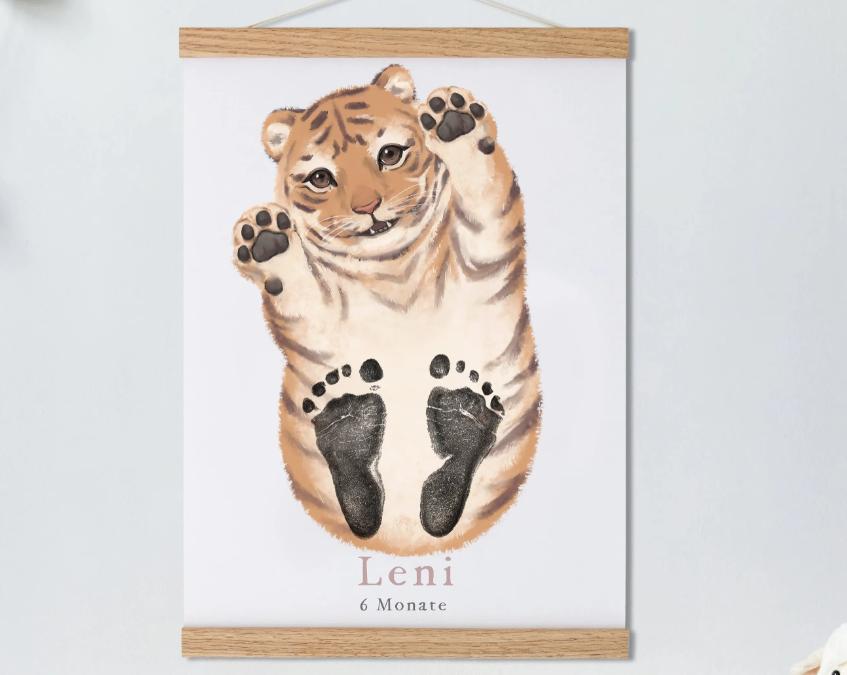 Lovbabe Lovely Tiger Baby Footprint Kit | Personalized Keepsake, Mural Nursery Decor & Children's Room Art, Year of the Tiger Gift Christmas Gifts-Lovbabe