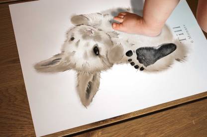Lovbabe Hugging Rabbit Baby Footprint Kit | Personalized Keepsake, Mural Nursery Decor & Children's Room Art, Easter Bunny Gift Animals, Easter Bunny(Bunny) Christmas Gifts-Lovbabe