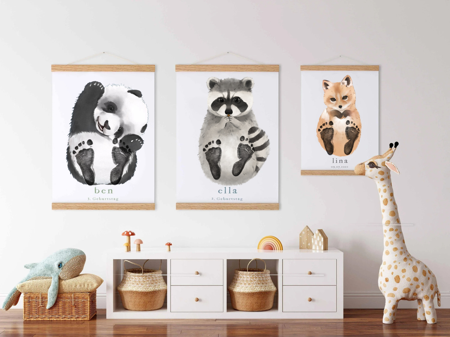 Lovbabe Raccoon Baby Footprint Kit Personalized Keepsake, Baby Shower Gift, Nursery Decor & Pet Gift, Mural Baby & Children's Room Animals Christmas Gifts-Lovbabe