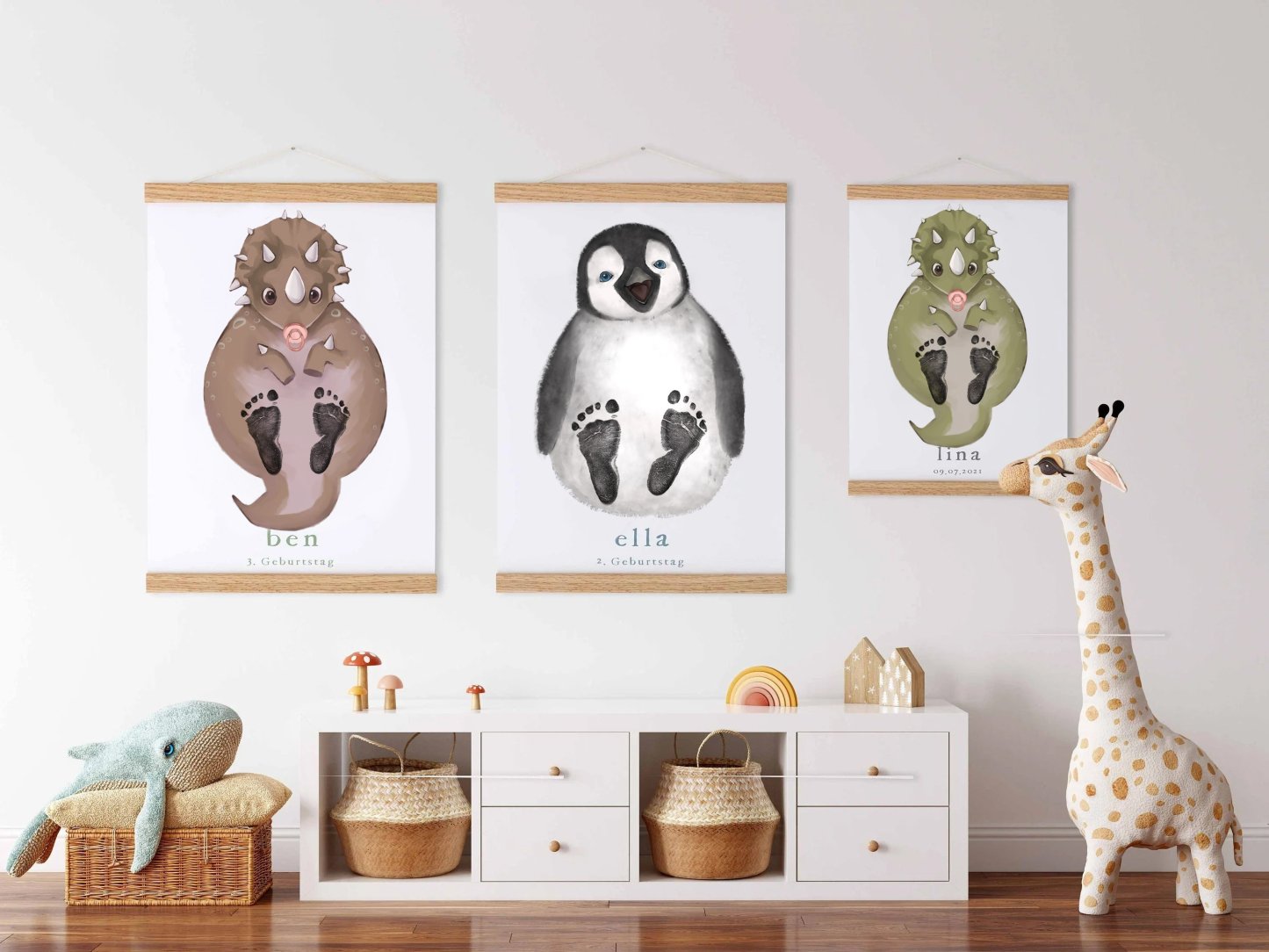 Lovbabe Brown Dinosaur Baby Footprint Kit | Personalized Keepsake, Mural Nursery Decor & Children's Room Art, Unique Baby & Pet Gift Animals, Brown Dinosaur🐾 Christmas Gifts-Lovbabe
