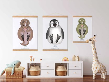 Lovbabe Brown Dinosaur Baby Footprint Kit | Personalized Keepsake, Mural Nursery Decor & Children's Room Art, Unique Baby & Pet Gift Animals, Brown Dinosaur🐾 Christmas Gifts-Lovbabe