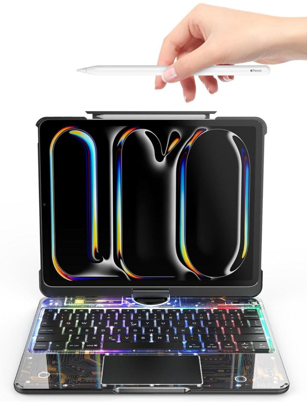 10.2" iPad (7/8/9) Gen Transparent 360° iPad Keyboard Case
