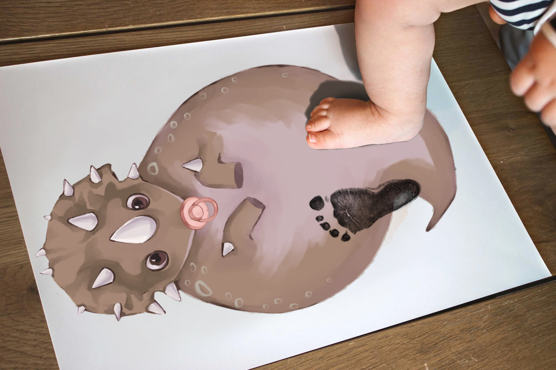 Lovbabe Brown Dinosaur Baby Footprint Kit | Personalized Keepsake, Mural Nursery Decor & Children's Room Art, Unique Baby & Pet Gift Animals, Brown Dinosaur🐾 Christmas Gifts-Lovbabe