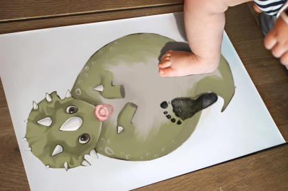 Lovbabe Green Dinosaur Baby Footprint Kit | Personalized Keepsake, Mural Nursery Decor & Children's Room Art, Unique Baby & Pet Gift Animals, Green Dinosaur🐾 Christmas Gifts-Lovbabe