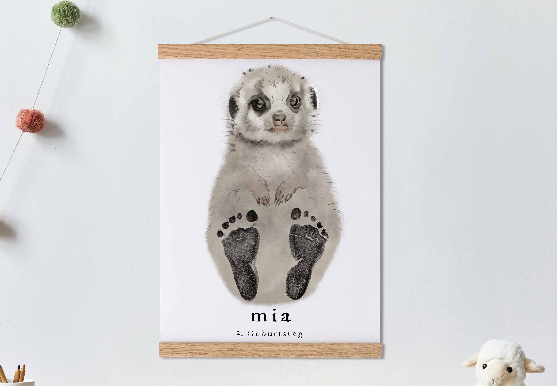 Lovbabe Well-Behaved Meerkats Baby Footprint Kit | Personalized Keepsake, Mural Nursery Decor & Children's Room Art, Unique Baby & Pet Gift Animals, Meerkats Christmas Gifts-Lovbabe