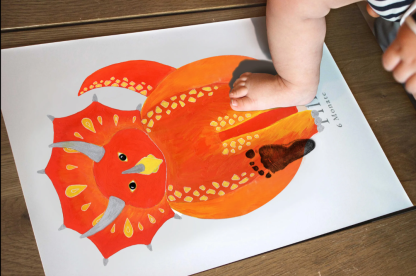 Lovbabe Green Triceratops Baby Footprint Kit | Personalized Keepsake, Mural Nursery Decor & Children's Room Art Animals Unique Baby & Pet Gift🐾 Christmas Gifts-Lovbabe