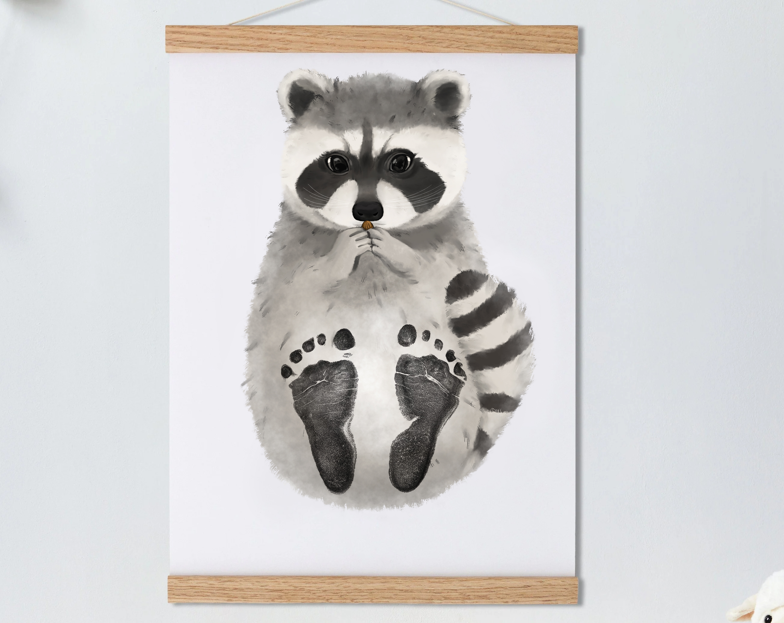 Lovbabe Raccoon Baby Footprint Kit Personalized Keepsake, Baby Shower Gift, Nursery Decor & Pet Gift, Mural Baby & Children's Room Animals Christmas Gifts-Lovbabe