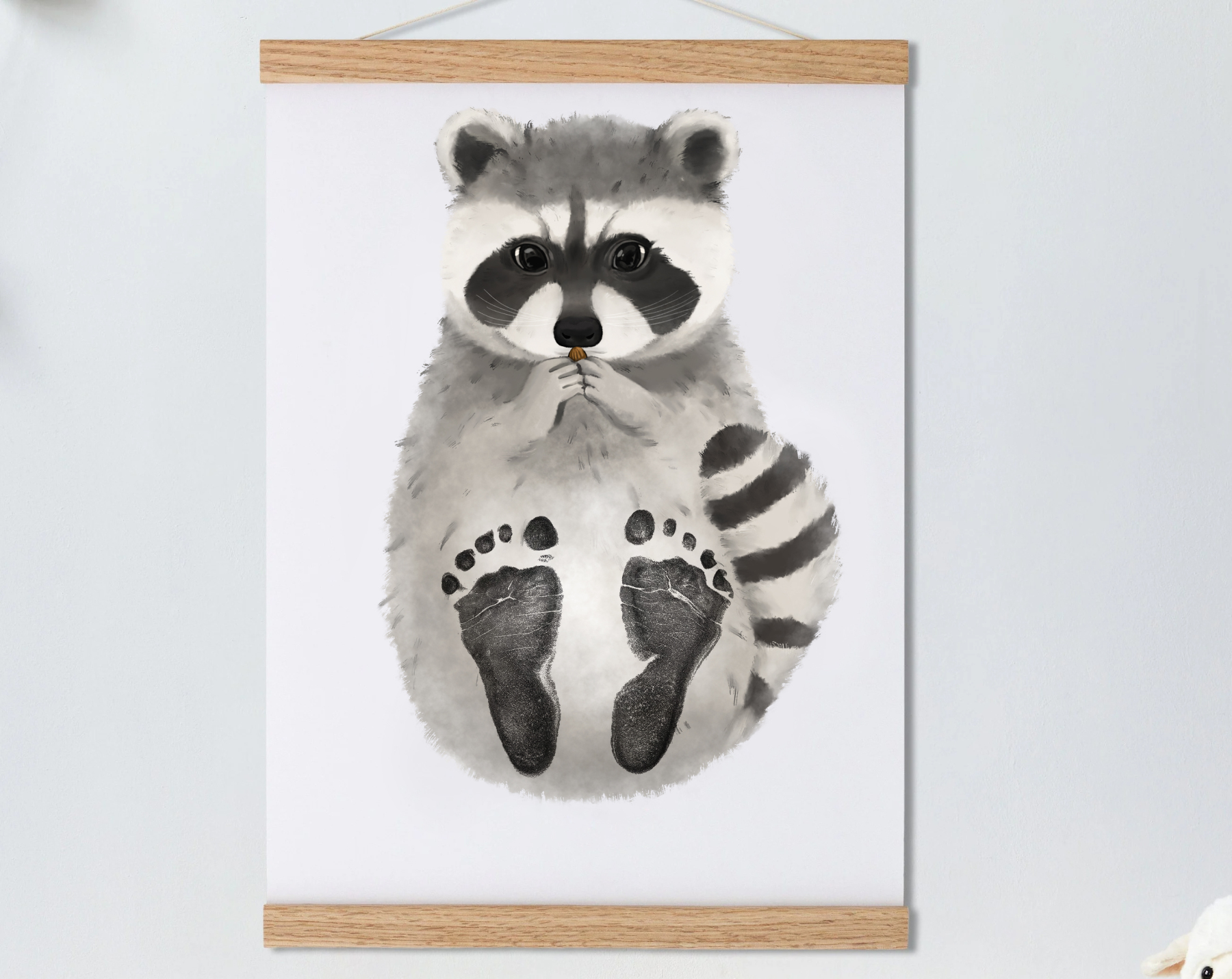 Lovbabe Raccoon Baby Footprint Kit Personalized Keepsake, Baby Shower Gift, Nursery Decor & Pet Gift, Mural Baby & Children's Room Animals Christmas Gifts-Lovbabe