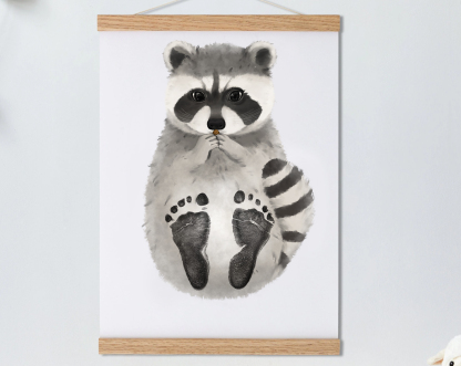 Lovbabe Raccoon Baby Footprint Kit Personalized Keepsake, Baby Shower Gift, Nursery Decor & Pet Gift, Mural Baby & Children's Room Animals Christmas Gifts-Lovbabe
