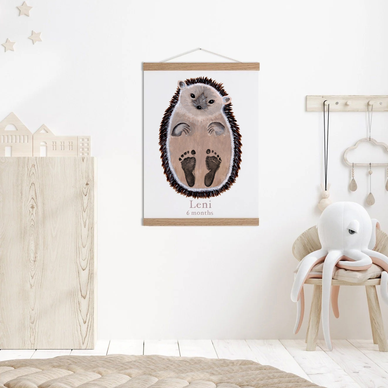 Lovbabe Mature Hedgehog Baby Footprint Kit | Personalized Keepsake, Mural Nursery Decor & Children's Room Art, Unique Baby & Pet Gift Animals,Mature Hedgehog🐾 Christmas Gifts-Lovbabe