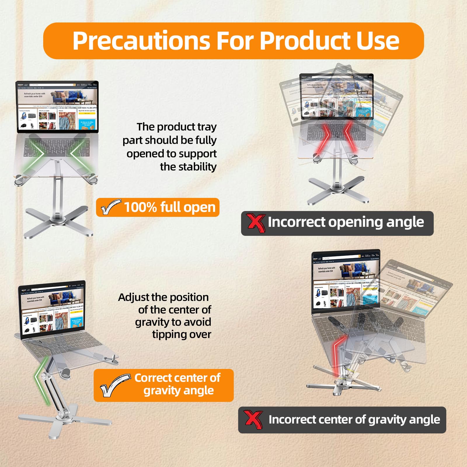 3X Height Adjustable Laptop Stand