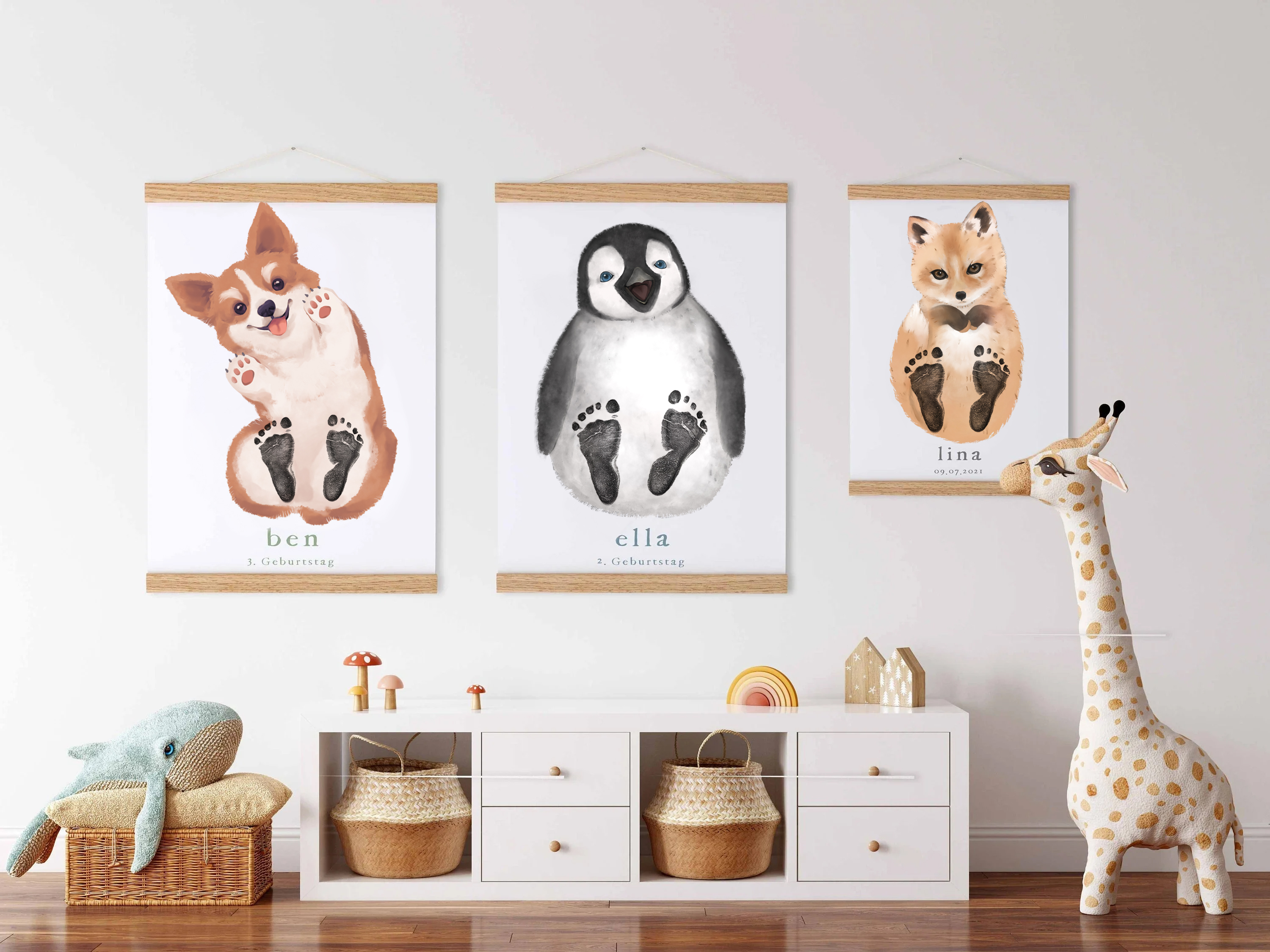 Lovbabe Corgi Dog Baby Footprint Kit | Personalized Keepsake, Mural Nursery Decor & Children's Room Art, Unique Baby Gift Animals, Corgi Dog Baby Christmas Gifts-Lovbabe