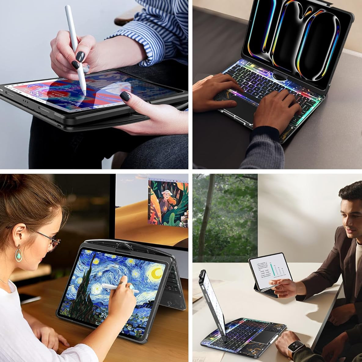10.2" iPad (7/8/9) Gen Transparent 360° iPad Keyboard Case