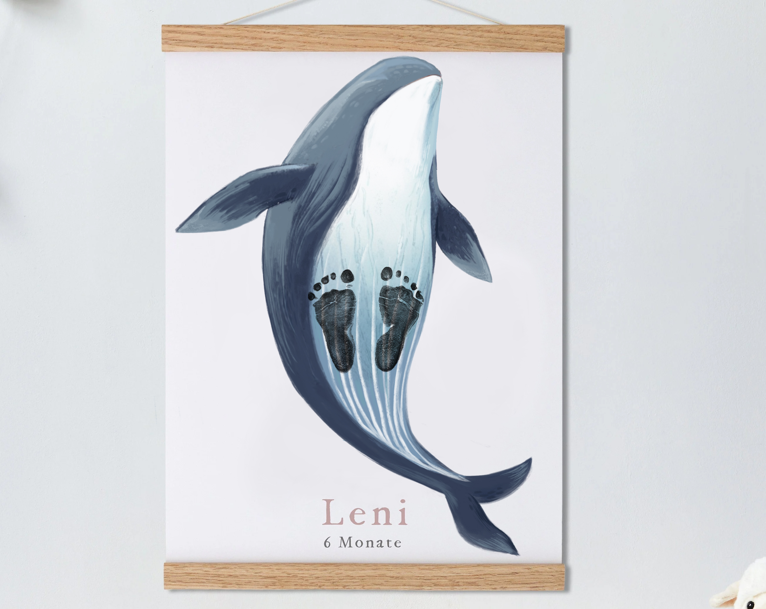 Lovbabe Overlord Blue Whale 🦈Baby Footprint Kit | Personalized Keepsake, Mural Nursery Decor & Children's Room Art, Unique Baby & Pet Gift Animals, Blue Whale🐾 Christmas Gifts-Lovbabe