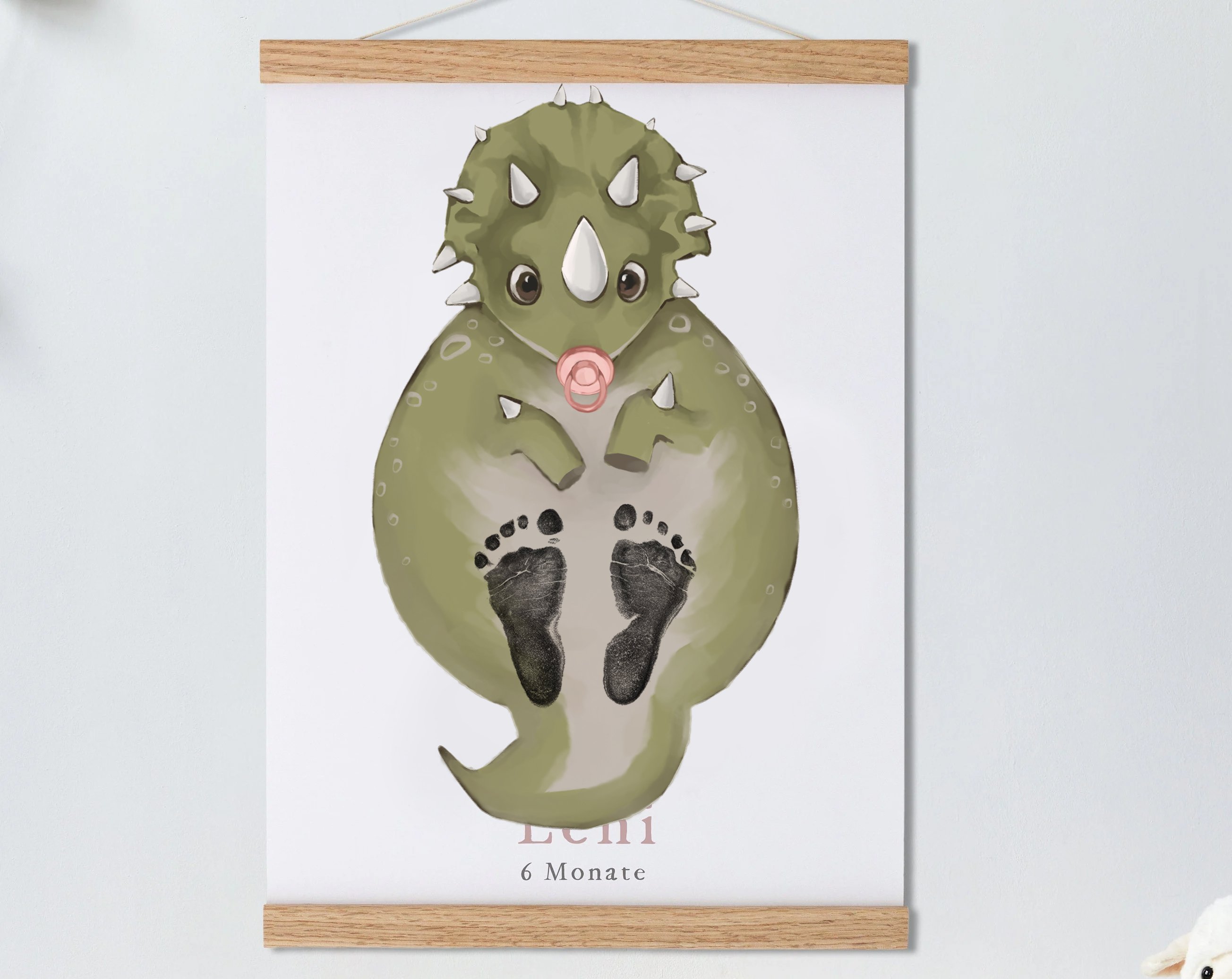 Lovbabe Green Dinosaur Baby Footprint Kit | Personalized Keepsake, Mural Nursery Decor & Children's Room Art, Unique Baby & Pet Gift Animals, Green Dinosaur🐾 Christmas Gifts-Lovbabe