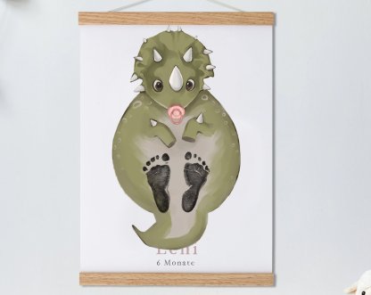 Lovbabe Green Dinosaur Baby Footprint Kit | Personalized Keepsake, Mural Nursery Decor & Children's Room Art, Unique Baby & Pet Gift Animals, Green Dinosaur🐾 Christmas Gifts-Lovbabe