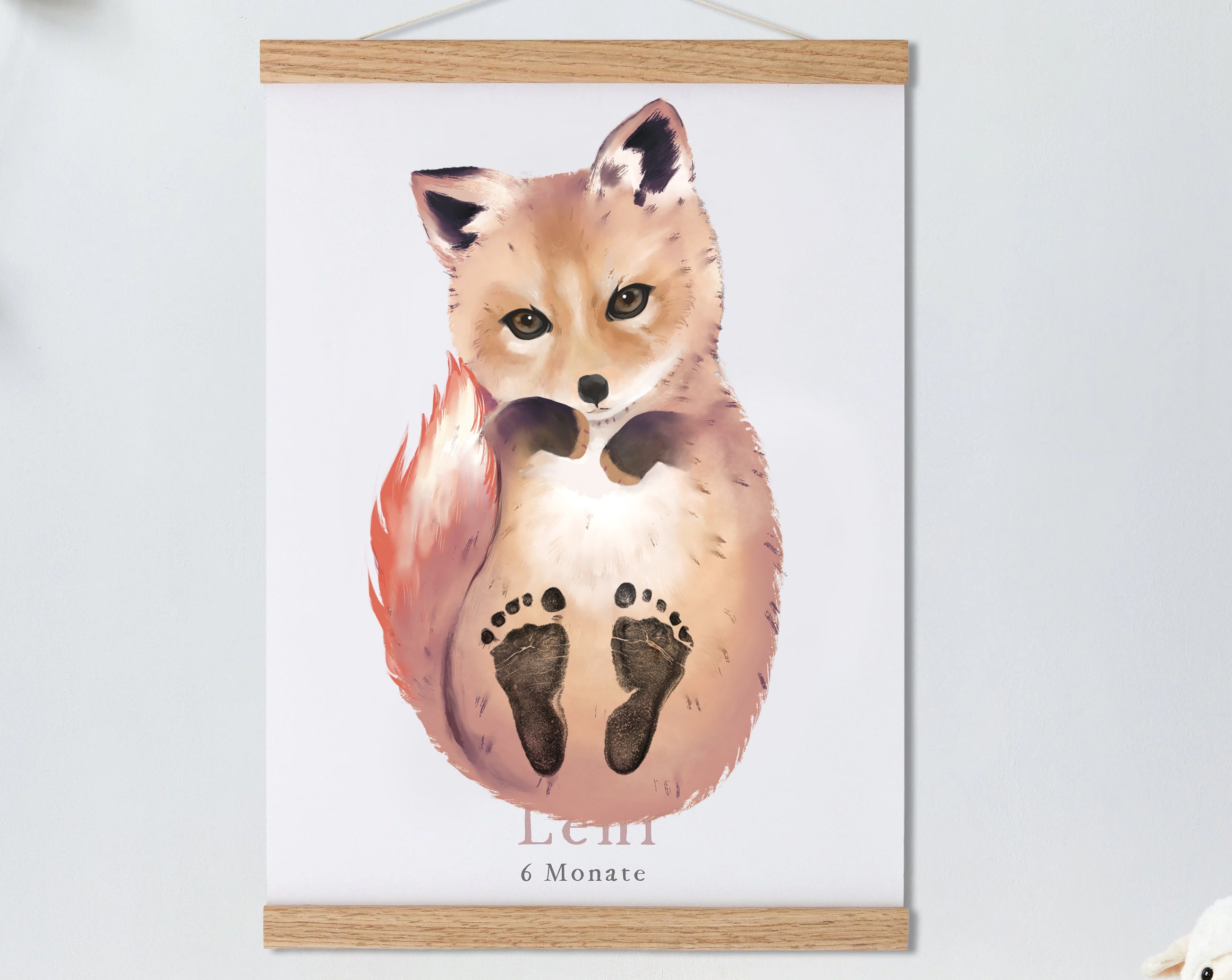 Lovbabe Firefox Baby Footprint Kit | Personalized Keepsake, Mural Nursery Decor & Children's Room Art, Unique Baby Gift Animals, Firefox🐾 Christmas Gifts-Lovbabe