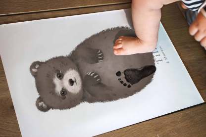 Lovbabe Cute Bear Baby Footprint Kit | Personalized Keepsake, Mural Nursery Decor & Children's Room Art, Unique Bear Gift Christmas Gifts-Lovbabe