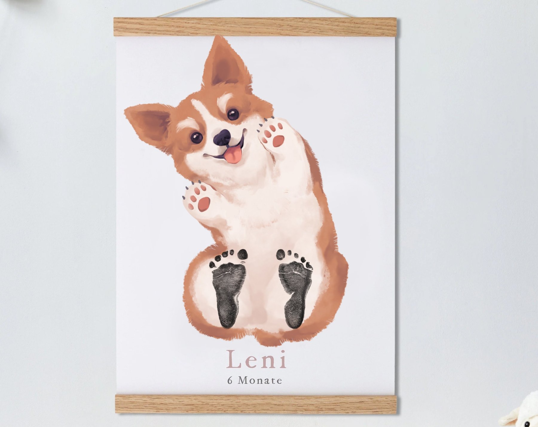 Lovbabe Corgi Dog Baby Footprint Kit | Personalized Keepsake, Mural Nursery Decor & Children's Room Art, Unique Baby Gift Animals, Corgi Dog Baby Christmas Gifts-Lovbabe
