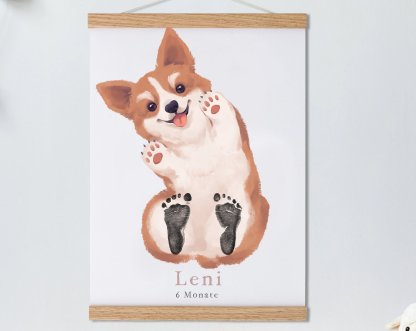 Lovbabe Corgi Dog Baby Footprint Kit | Personalized Keepsake, Mural Nursery Decor & Children's Room Art, Unique Baby Gift Animals, Corgi Dog Baby Christmas Gifts-Lovbabe