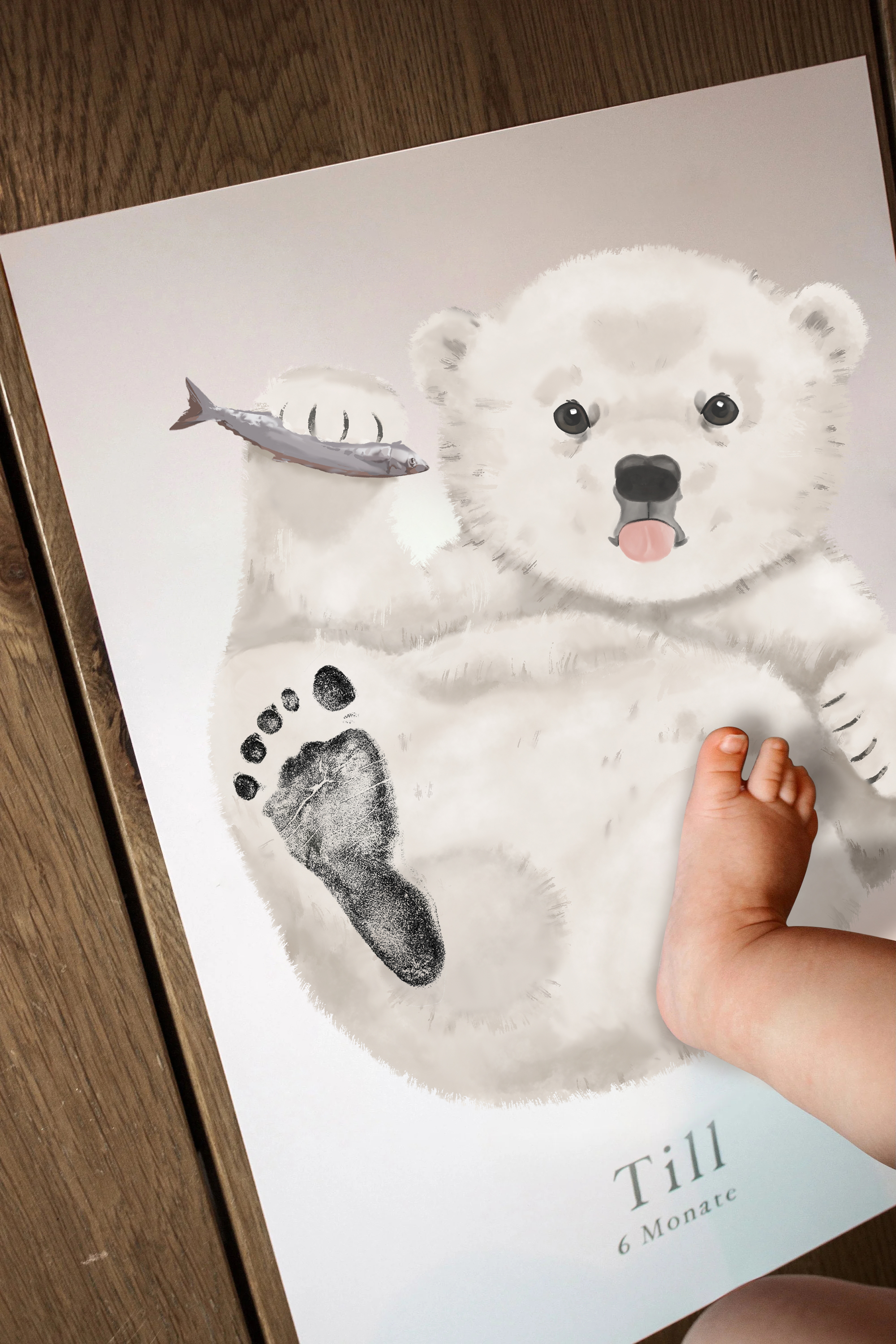 Lovbabe Overlord Blue Whale 🦈Baby Footprint Kit | Personalized Keepsake, Mural Nursery Decor & Children's Room Art, Unique Baby & Pet Gift Animals, Blue Whale🐾 Christmas Gifts-Lovbabe